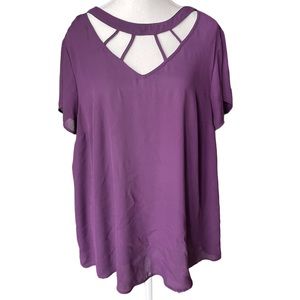 Torrid Georgette Cage Detail Purple Cutout Top 1